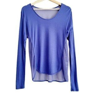 KARMA Athletic Lace Panel Long Sleeve Top Purple Sz S